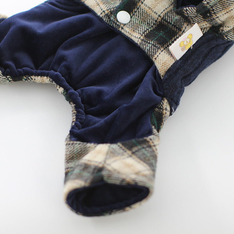 Deep plaid sweater couple pet