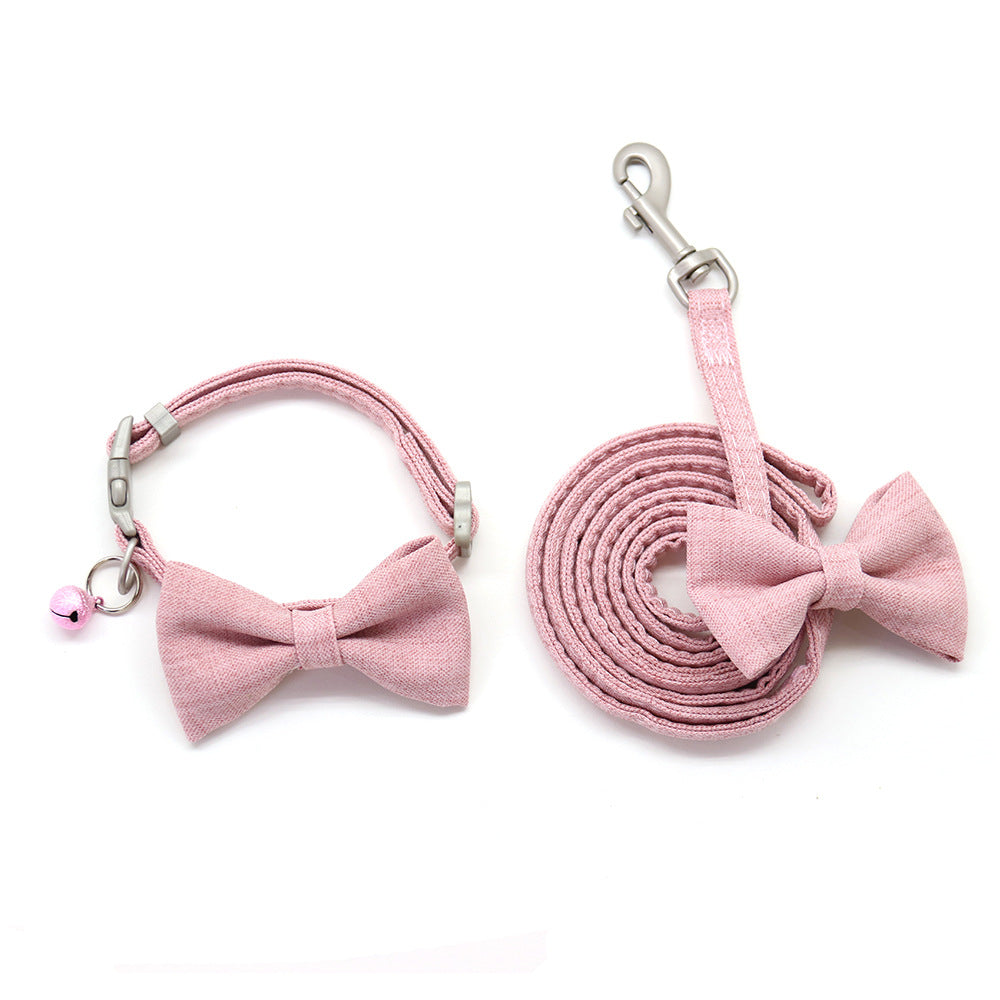 Dog collar leash bow tie