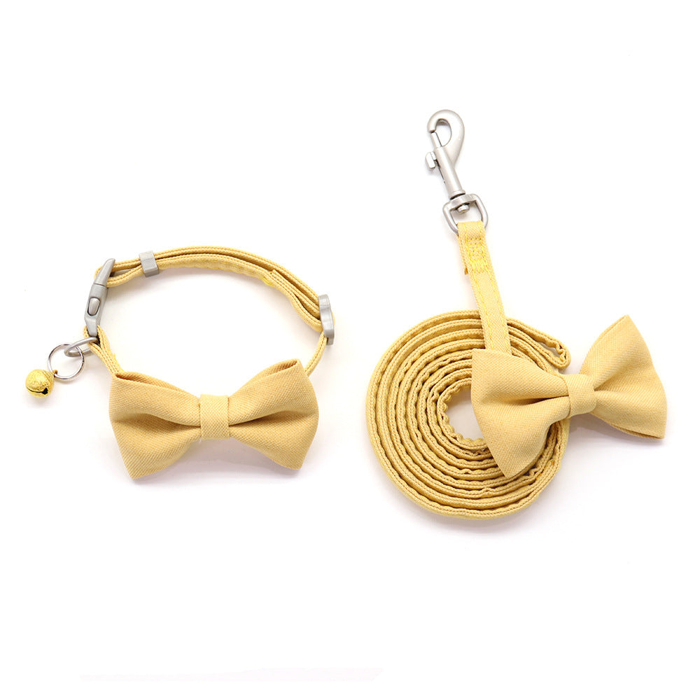 Dog collar leash bow tie