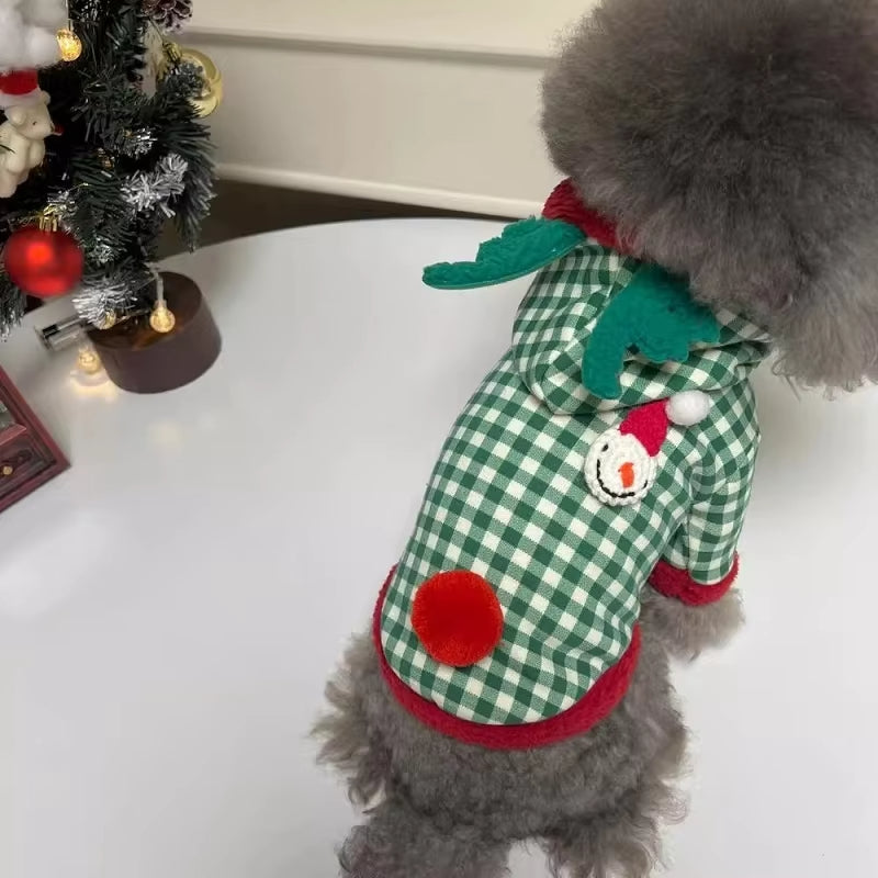 Fashion Plaid Dog Hoodies Christmas