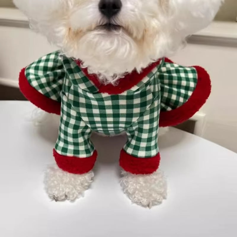 Fashion Plaid Dog Hoodies Christmas
