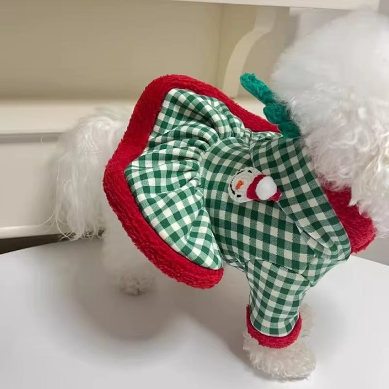 Fashion Plaid Dog Hoodies Christmas