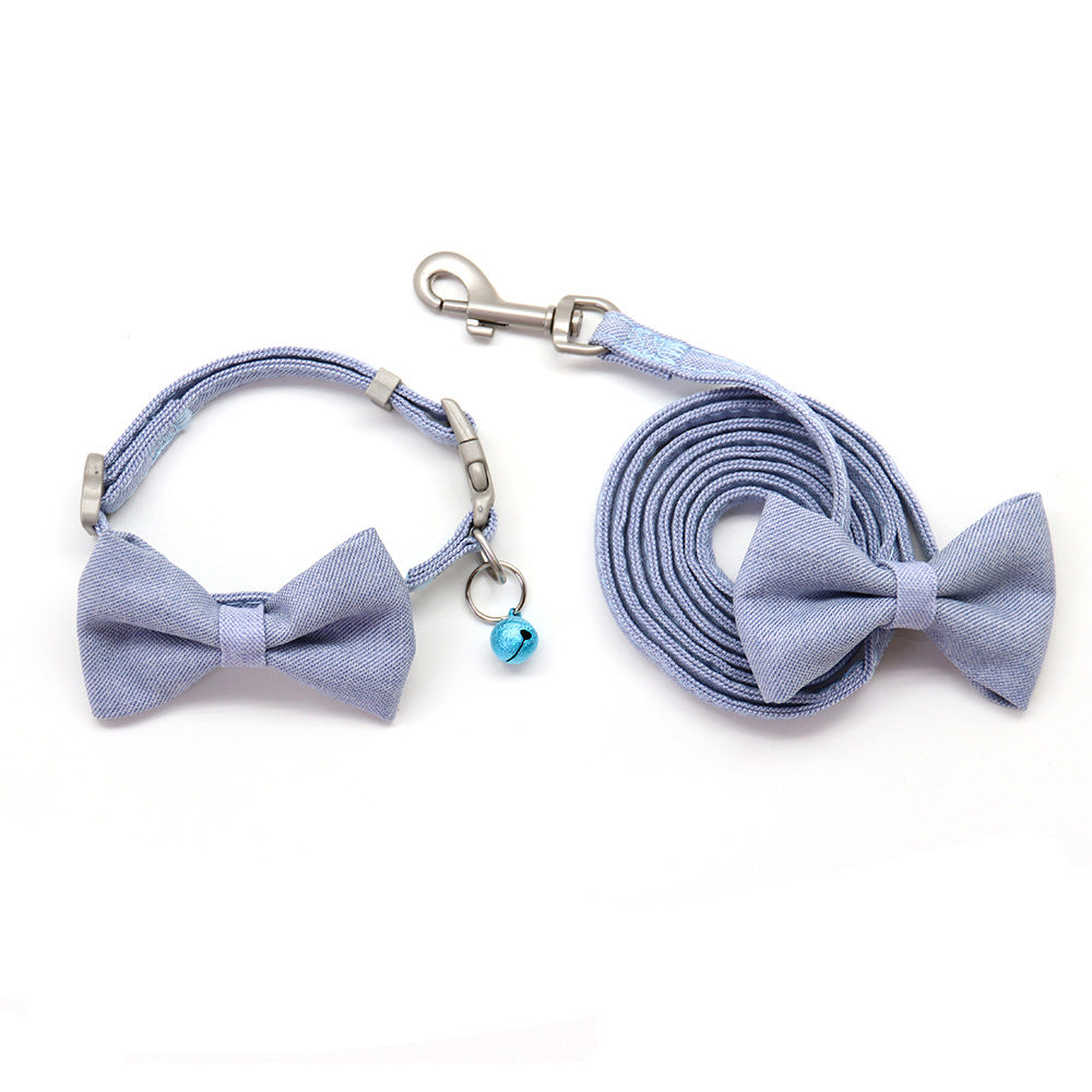 Dog collar leash bow tie